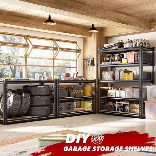 2400 Lbs Garage Shelving for Basement (Black)