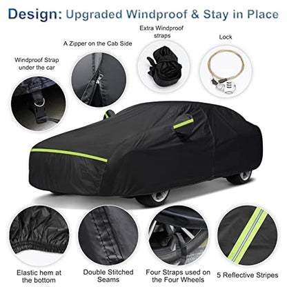 for Mercedes Benz S Car Cover Waterproof All Weather Heavy Duty Protection (Black / for Mercedes Benz S)