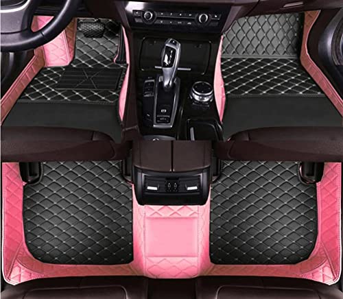 Custom All Weather Protection Leather Car Floor Mats for Cars Sedan SUV Sports Car Waterproof Floor Mat (Black+pink)