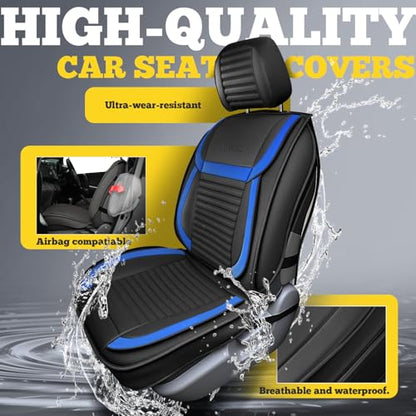 Front Car Seat Covers (Black+Blue / Front)