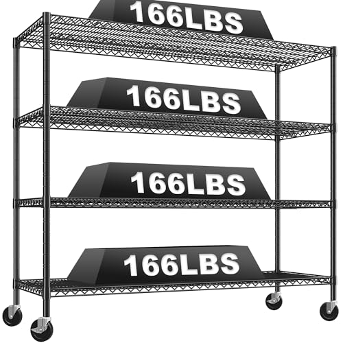 4 Tier Heavy Duty Metal Shelving Unit (60''W X 24'' D X 65.3'' H)