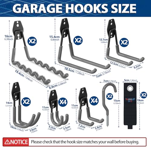 Heavy Duty Garage Hooks (20 / Gray)