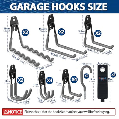 Heavy Duty Garage Hooks (20 / Gray)