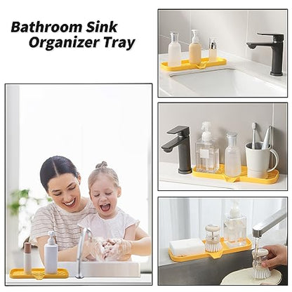 Silicone Soap Dish with Drain Spout (Yellow / L(12"×4"))