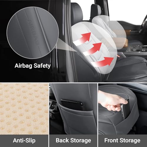 Premium Custom Fit Truck Car Seat Covers Front Seats Waterproof (A20 (See Vehicle Size Chart) / Front - Dark Gray)