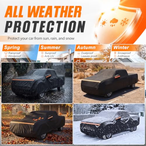 Car Cover for Chevy Silverado 1500 Crew Cab 6.6 ft Bed 2000 (Black / for Chevy Silverado 1500 Crew Cab 6.6ft 2000-2023)