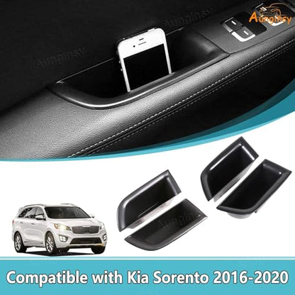 Front & Rear Door Storage Box Compatible with Kia Sorento 2016 (Front+Rear Door Storage Box)
