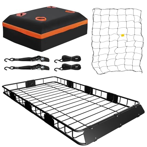 Roof Rack Carrier Basket Universal Rooftop 64" x 39" x 5" Large Size Roof Rack + Waterproof Bag (64" x 39" x 5")
