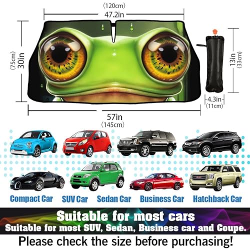 Frog Eye Car Windshield Sun Shade Umbrella Automotive Windshield Sunshade Foldable Front Car Accessories Interior Decor to Keep Vehicle Cool for Most Vehicles 57'' X 30'' (57'' X 30'' / style-AB31)