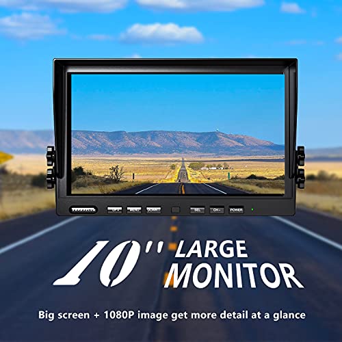 1080P Wireless Backup Camera System with 10 Inch DVR 3 Split Monitor (10'' 3 CAM)