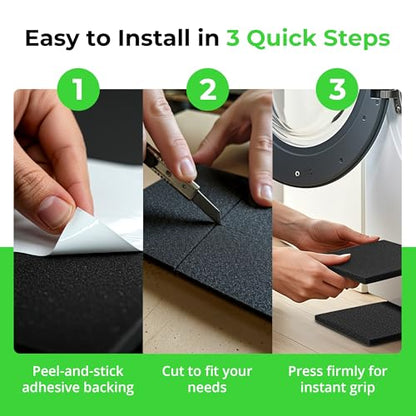 Anti Vibration Pads Furniture Pads Self Stick Versatile Adhesive Foam Rubber Pads Sheets for Appliances and Furniture (6" x 6" x 1/8" / Black)