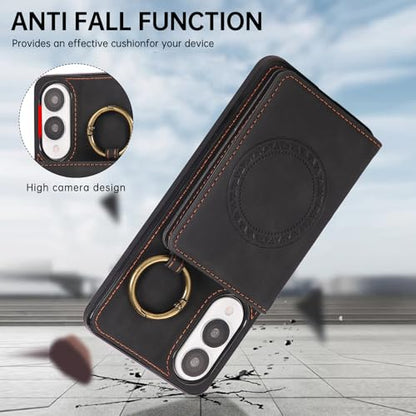 Compatible with Samsung Galaxy S25 Edge Wallet Case Screen Protector Crossbody Shoulder Strap Ring Buckle Stand Card Holder Magnetic Car Mount Phone Cover for S25Edge 25S S 25 25Edge Women Men Black (Black / for S25 edge)
