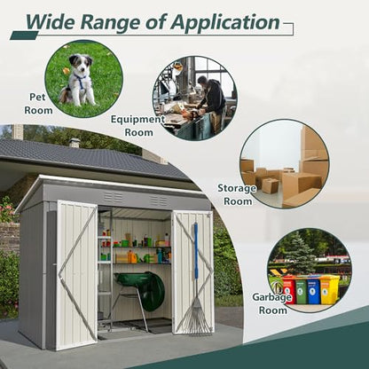Outdoor Storage Shed (8x4 Ft-without window / Gray)