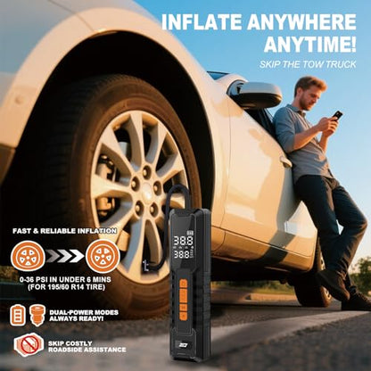 Tire Inflator Portable Air Compressor (P108-150PSI-BLK)
