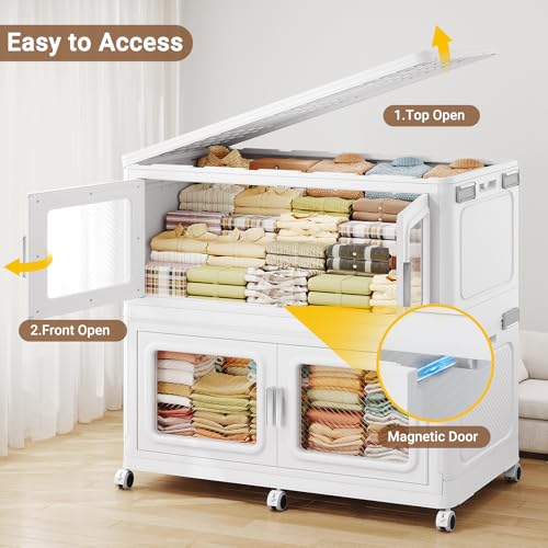 880 Qt Extra Large Stackable Storage Bin with Lids (White / 220QT-4pack)