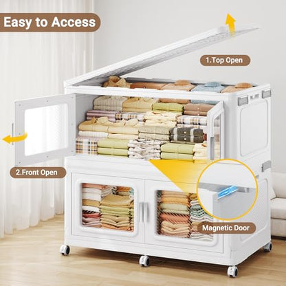 880 Qt Extra Large Stackable Storage Bin with Lids (White / 220QT-4pack)