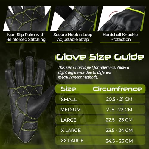 Motorcycle Gloves Men's Leather Motorbike Gloves Touchscreen Function