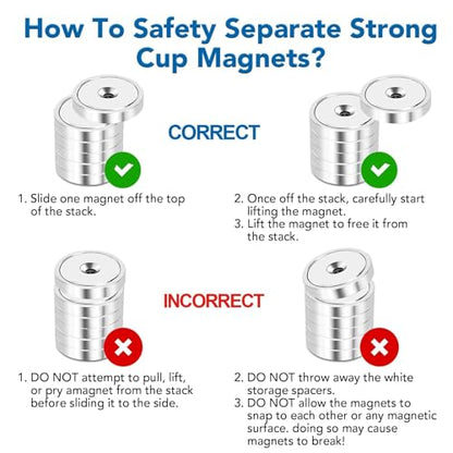 Magnets Heavy Duty Neodymium Strong Magnet Imanes Fuertes 12 Pack (Silver / 110lb-Mix-12p)