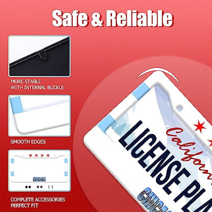 Chicago Flag License Plate Frame Stainless Steel Car Accessory 6.3x12.3In (Chicago flag)