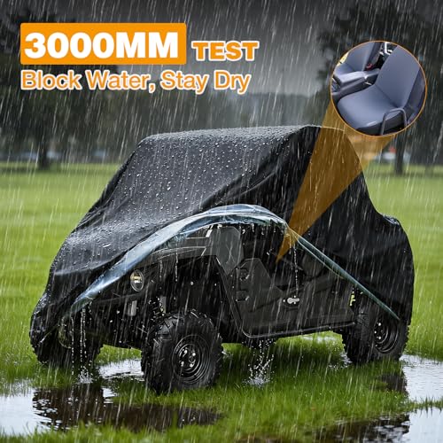 UTV Cover Heavy Duty 300D Waterproof Outdoor Storage 2 (up to 114"L (Black))