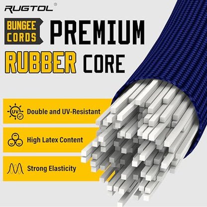 Bungee Cords with Hooks (Blue / 60" - 6 Pack)