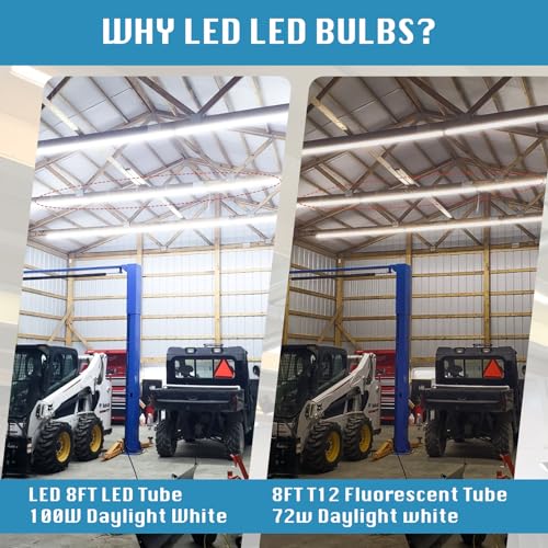12 Pack Led Shop Lights (12PCS 8FT 2 Row Flat 6000K)