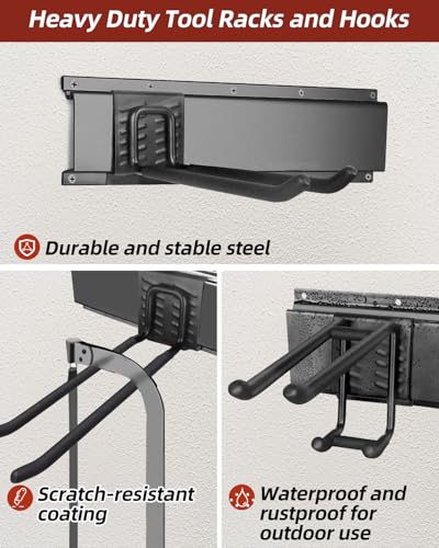 Garage Tool Organizer Wall Mount (48" 3 Panels & 8 Hooks)