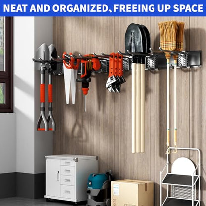 Garage Tool Organizer Wall Mount (48" - 6 Bilayer Hooks)
