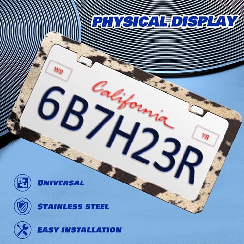 Brown Cow Print License Plate Frame Animal License Plate Frames (Brown Cow Print)