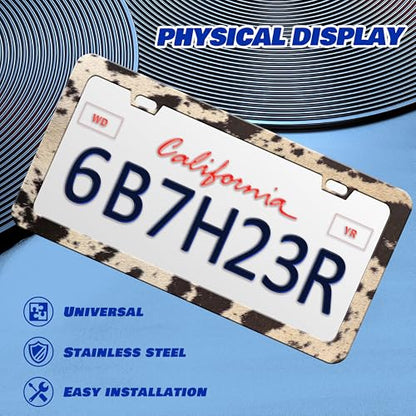 Brown Cow Print License Plate Frame Animal License Plate Frames (Brown Cow Print)