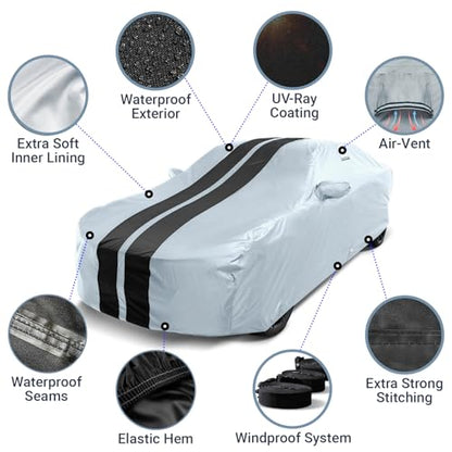 Car Cover Waterproof All Weather for 1997 (32. Park Avenue 1997-2005 / Gray / Black (Stripe))
