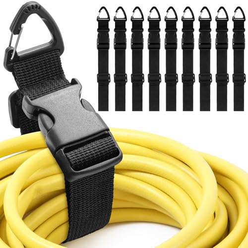 9 Pack Adjustable Extension Cord Holder Straps (Black)