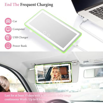 2PCS Car Sun Visor Vanity Mirror (Green / 2PCS)