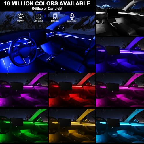 Acrylic Interior Car LED Strip Light with Wireless APP (RGB Color 10 in 1)