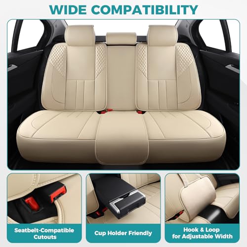 Universal Car Seat Covers for SUVs Sedans Trucks Beige (Beige / Full-Set)