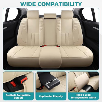 Universal Car Seat Covers for SUVs Sedans Trucks Beige (Beige / Full-Set)
