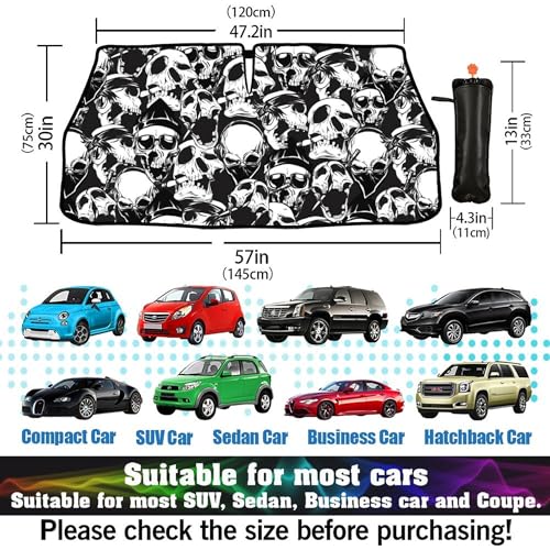 Funny Animal Car Windshield Sun Shade Umbrella (Funny Skulls)