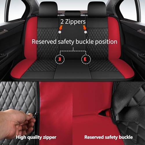 Faux Leather Full Set Car Seat Covers (N1 Black Red / Full Set)