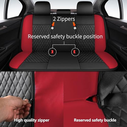 Faux Leather Full Set Car Seat Covers (N1 Black Red / Full Set)