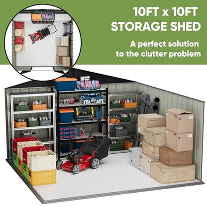 10x10 FT Outdoor Storage Shed with Floor Frame (Gray / 10x10 FT)