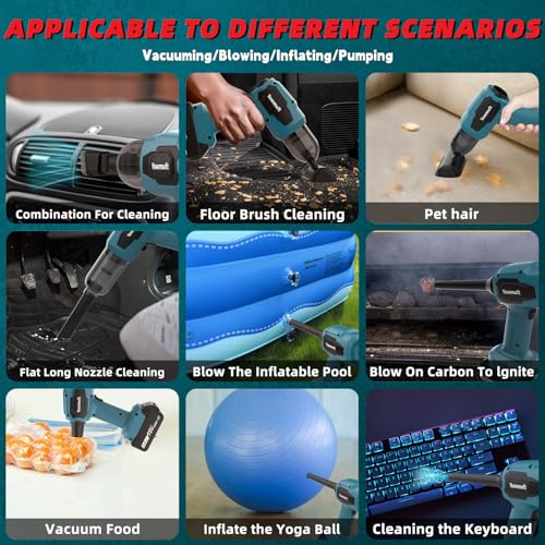 3 in 1 Handheld Car Vacuum Compatible with Makita 18V Battery with 21000pa Strong Suction