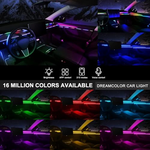 Acrylic Interior Car LED Strip Light with Wireless APP (Dreamcolor Kit - 6 in 1)
