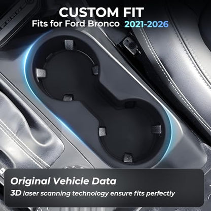 Center Console Cup Holder Inserts for Ford Bronco 2026 2025 2024 2023 2022 2021 (Cup Holder for 2021-2026 Bronco)