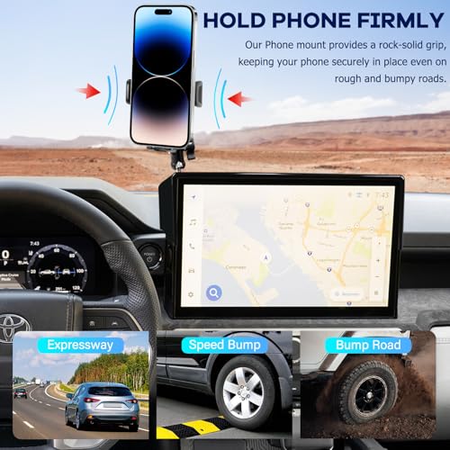 Car Phone Holder Fit for Toyota Tacoma 2024 2025 2026 W (For Toyota Tacoma 2024-2026 14inch)