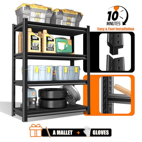 40in Wide Garage Shelving Heavy Duty (40"W×16"D×72"H / Black)