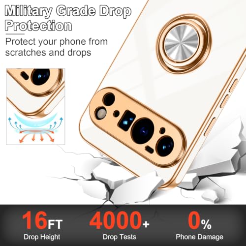 for Google Pixel 10 Pro XL Case with Ring Stand White (White / 6.8" Pixel 10 Pro XL)
