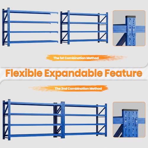 71.3” Wide Heavy Duty Metal Garage Shelving (Blue / 71"Wx24"Dx70"H)