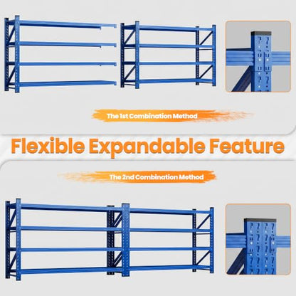 71.3” Wide Heavy Duty Metal Garage Shelving (Blue / 71"Wx24"Dx70"H)
