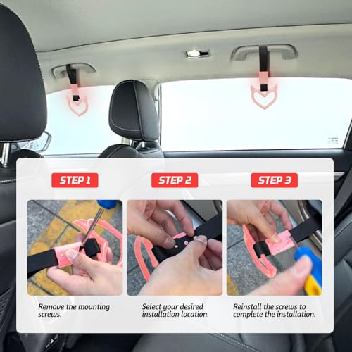 2 Pcs Devil Heart Shaped Car Handle Strap (Luminous Red)