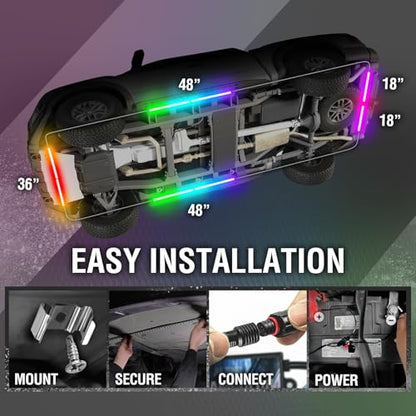 Aura DreamColor Underglow Chasing Lights for Car with APP & Remote (1. Car)